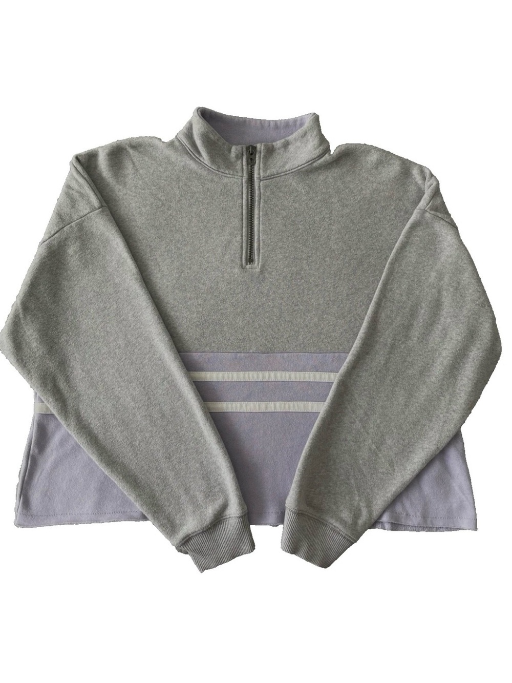 American Eagle Oversized Boxy Cropped Quarter Zip Gray/Lilac Size S Sporty Cozy